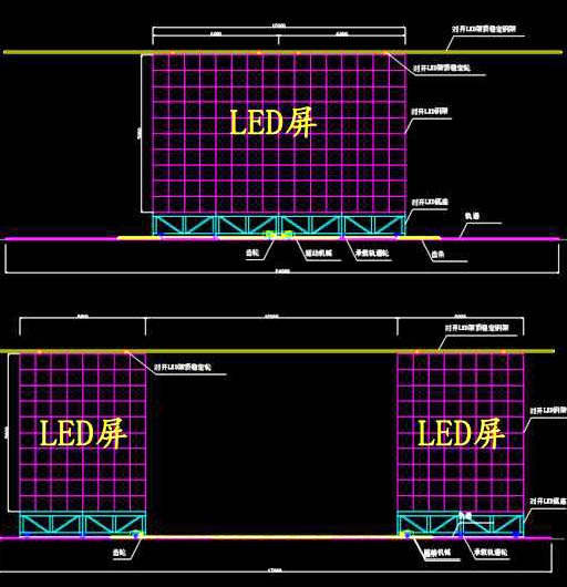 威特姆光电舞台开合式LED显示屏设计结构图